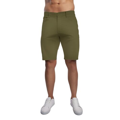 Bermuda De Gabardina Color Verde Militar Para Hombre CHB Chili Beans Clothing Co..