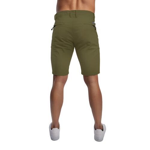 Bermuda De Gabardina Color Verde Militar Para Hombre CHB Chili Beans Clothing Co..