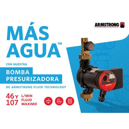 Bomba Presurizadora de Agua Armstrong (3 servicios de 46 Lts por minuto).