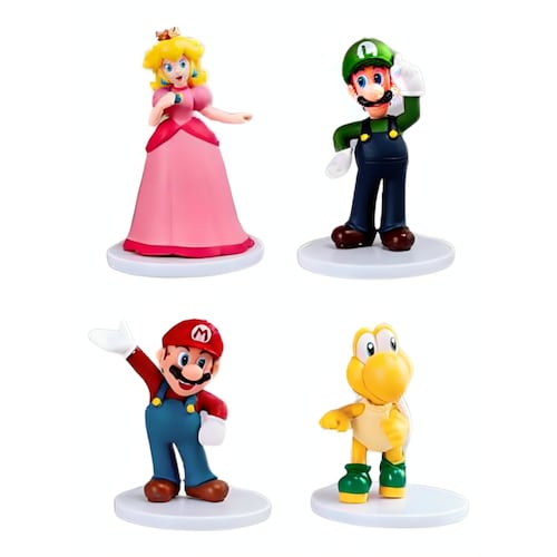 Figuras Super Mario Bros set 4 piezas Luigi Peach Mario Koppa .