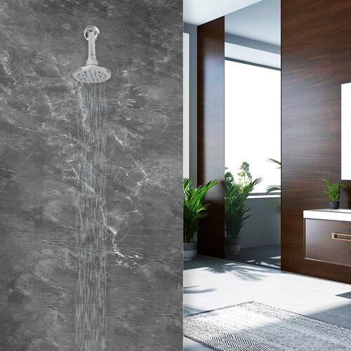 MEER Faucets  by CNX | Regadera Redonda de 10 cm, Cabezal de Ducha de ABS Cromado. Multiposición, Anti-Sarro y Funciona con Presión Baja