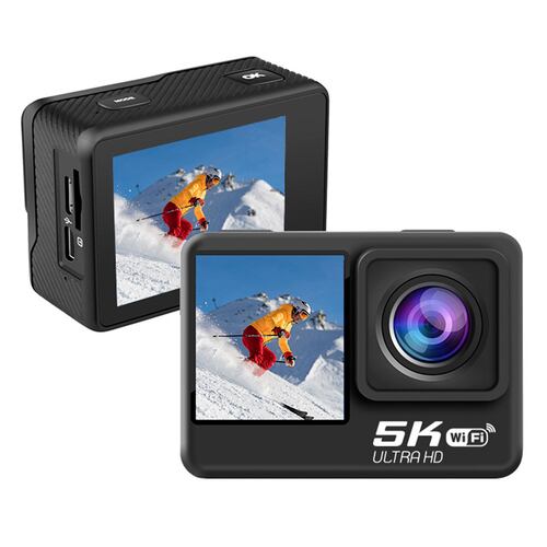 CAMARA DIGITAL DEPORTIVA 302 DOBLE PANTALLA MICROFONO 5K WIFI c AGUA.