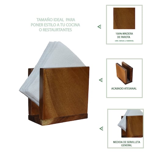 Servilletero para mesa Madera de Parota Hogare.