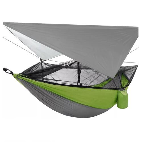Hamacas Nailon Con Lona De Lluvia Y Mosquitera Para Cámping