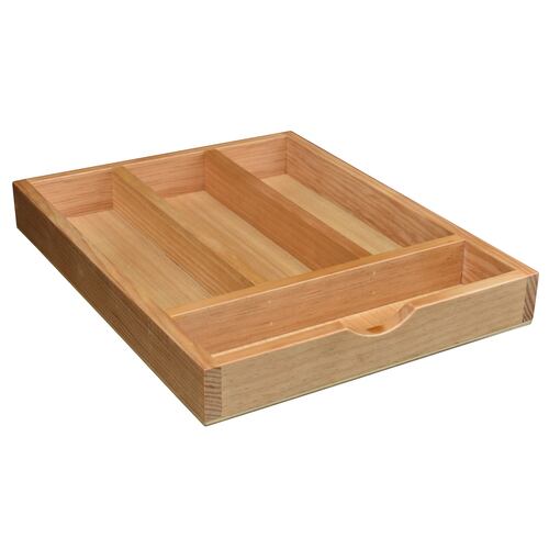 Organizador de Cubiertos Hogare, Porta Cubiertos de Madera 4 con divisiones.