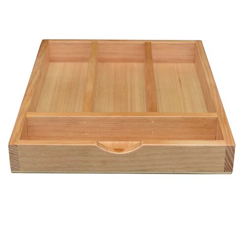 Organizador de Cubiertos Hogare, Porta Cubiertos de Madera 4 con divisiones.