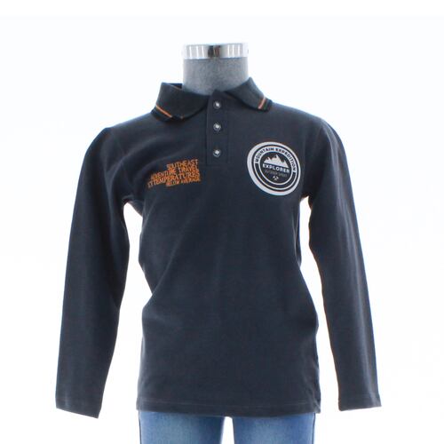 Playera Niño Polo Gris Manga Larga 3726 2 a 16 Años.