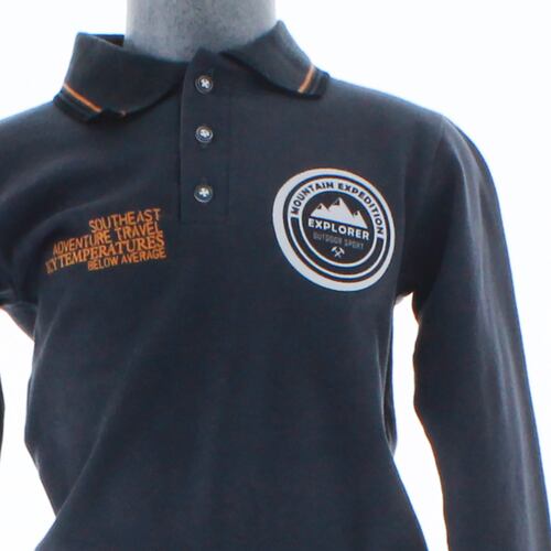 Playera Niño Polo Gris Manga Larga 3726 2 a 16 Años.