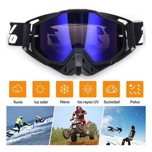 Googles Motocross De Tácticas Ajustables Para Sport Gafas Azul y Negro