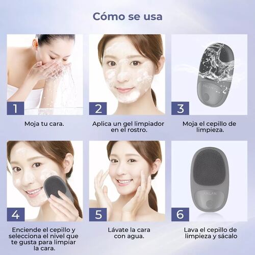 Limpiadora Facial Eléctrica Recargable Masajeador Exfoliante
