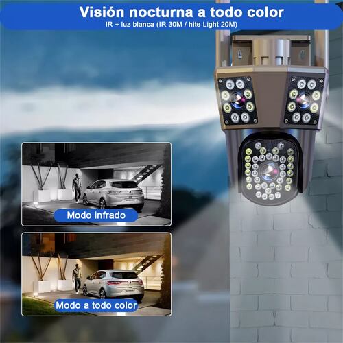 Cámara Inalámbrica De Tres Lentes Con Visión Nocturna Alexa