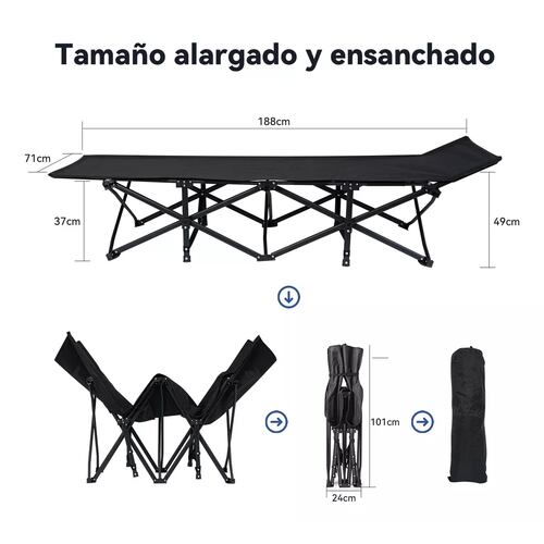 Cama Portatil Plegable Catre Para Acampar Con Colchón 188x71