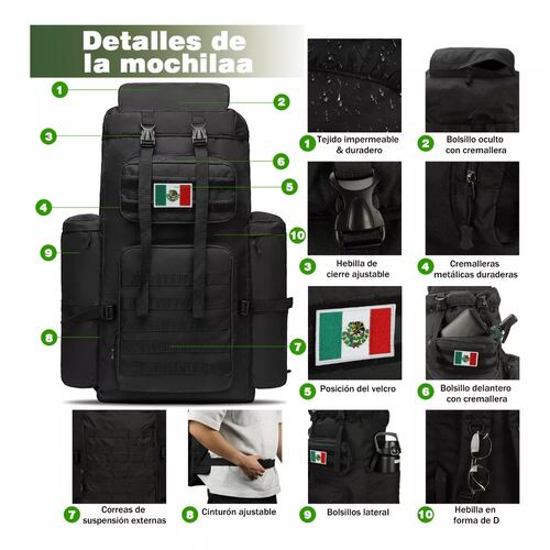 Mochila Táctica Militare Campismo Senderismo Para Viaje 100l