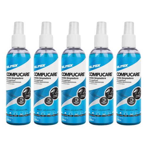 5 Pack - Loción limpiadora, Silimex Compucare, para superficies de equipo electrónico, 250 ML.