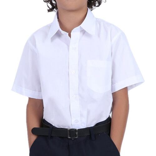 Camisa Escolar Manga Corta Blanca Vestir Infantil Niños Perfecta para Regreso a Clases Para uso diario