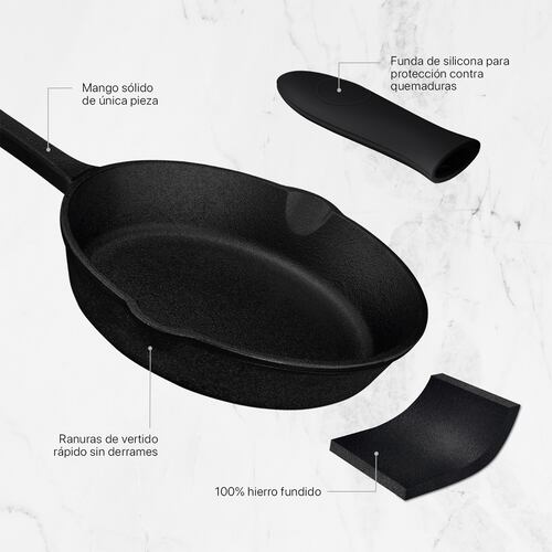 Sartén con Antiadherente de Hierro Fundido 25.4 cm Comal Negro Cookify.