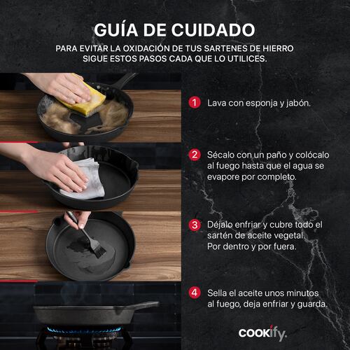 Sartén con Antiadherente de Hierro Fundido 25.4 cm Comal Negro Cookify.