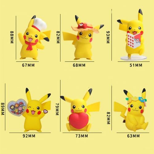 Pokemon Set Figuras Coleccionables Pikachu Anime 6 Piezas.