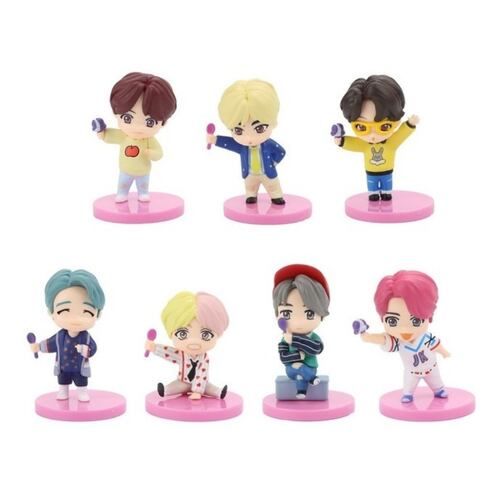 Bts Tiny Tan Set 7 Figuras Colección Completa Ver. 7th Rosa Juguetes Decorativos Kawaii K-Pop,  Coleccionables MR.GADGETS.