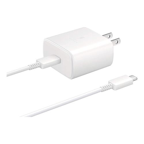 Cargador Super Carga Rapida Tipo C 25w Para Samsung Galaxy Color Blanco Con cable USB-C A USB-C