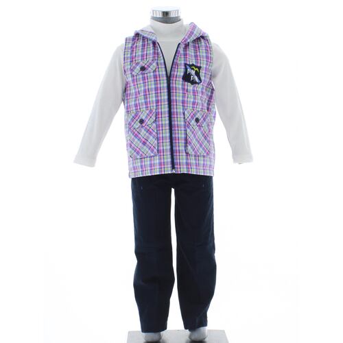 Conjunto Niño 3 Piezas Chaleco Pantalon y Playera 3744 0 a 10 Años.