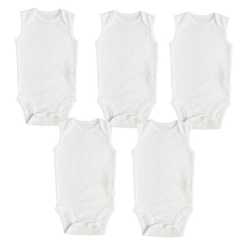 Kit de 5 Pañaleros Body S/Manga para Niño Bebe Unisex