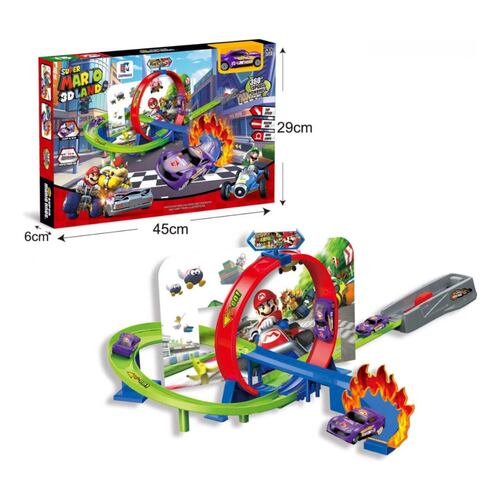 Pista de Carreras de Mario 82cm, Juguetes de Autos Kart para Niños, Pista de Super M Land con 1 Carrito Incluido, Rampa para Coches Desmontable, Juego Circuito de Carritos, Regalo Ideal