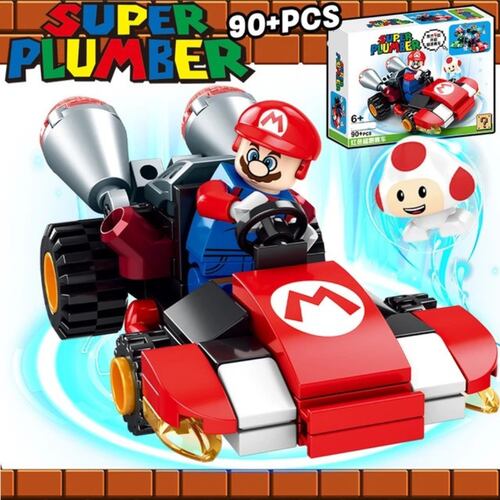 Set 4 Autos De Carreras Mario Bloques Armables Karts Peach