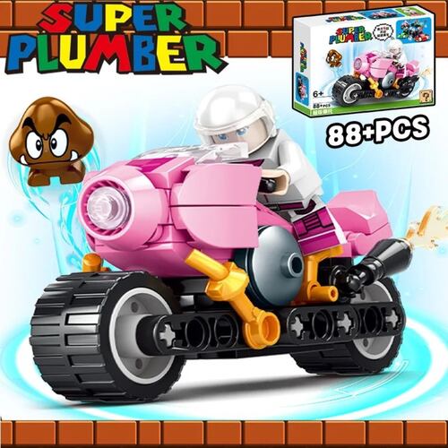 Set 4 Autos De Carreras Mario Bloques Armables Karts Peach
