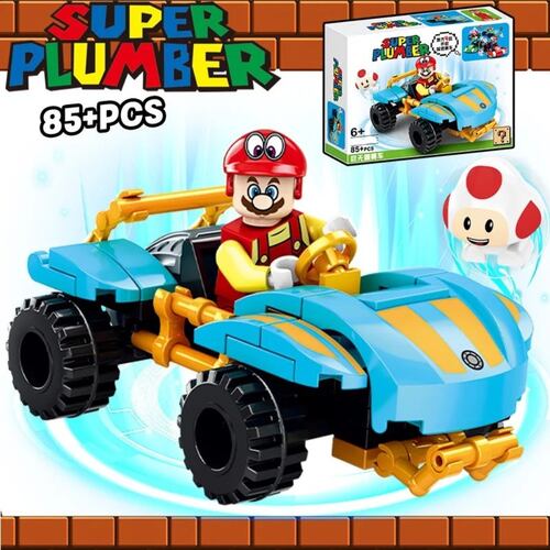 Set 4 Autos De Carreras Mario Bloques Armables Karts Peach