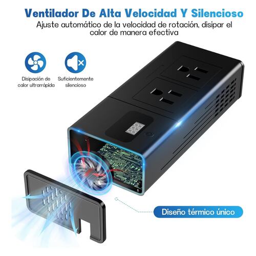 Inversor De Corriente Portátil Para Auto 12v A 110v 200w.