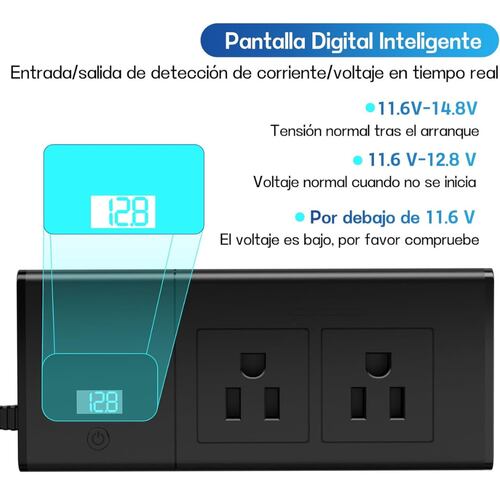 Inversor De Corriente Portátil Para Auto 12v A 110v 200w.