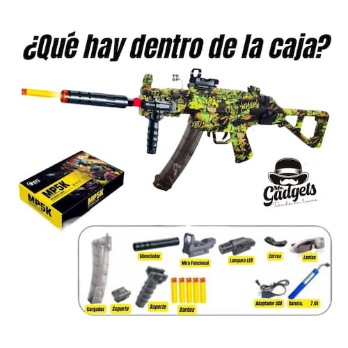 Ametralladora Automatica Mp5 Ka Rifle Arma Juguete Hidrogel .