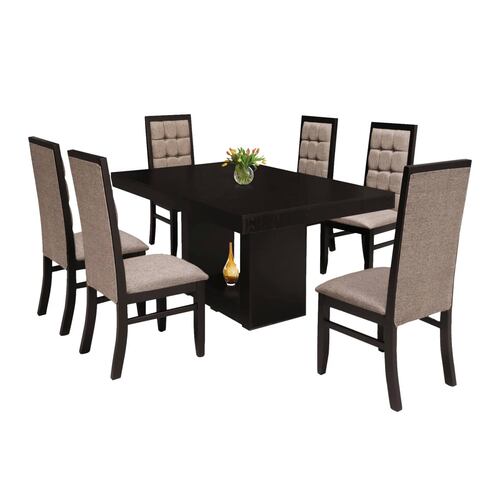 Comedor 6 Sillas Gema Chocolate - Kessa.