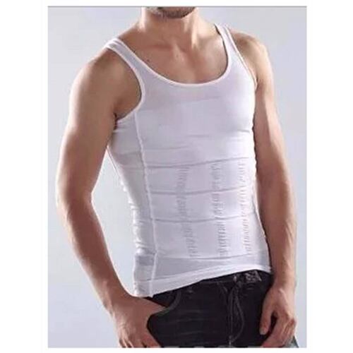Camiseta Faja Hombre Slim Kit 2 Piezas Modeladora Invisible Par Blanca Mediana.