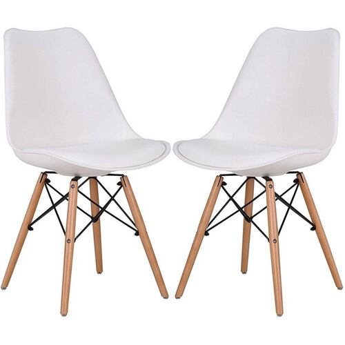 Silla Eames Kit 2 Sillas Comedor Cojin Sillon Vintage  Blanco
