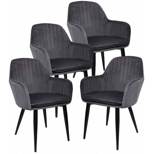 Sillon Eames Kit Sillones Tapizados  4 Sillas Vintage Cafeteria Comedor Gris