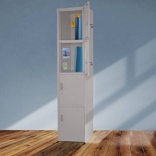 Locker Metalico 4 Puertas Casillero Oficina Industrial Chapa 38.5 x 34 x 180 cm Estante Gutstark