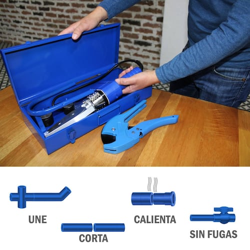 Termofusora 600 W para Tubo Plus PPR con Estuche Dados 20 25 y 32 mm Pinza Cortadora Tubo Gutstark