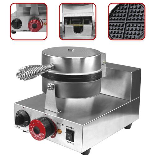 Waflera Industrial 1000 W Acero Inoxidable Antiadherente Teflon Doble Calefaccion Gutstark