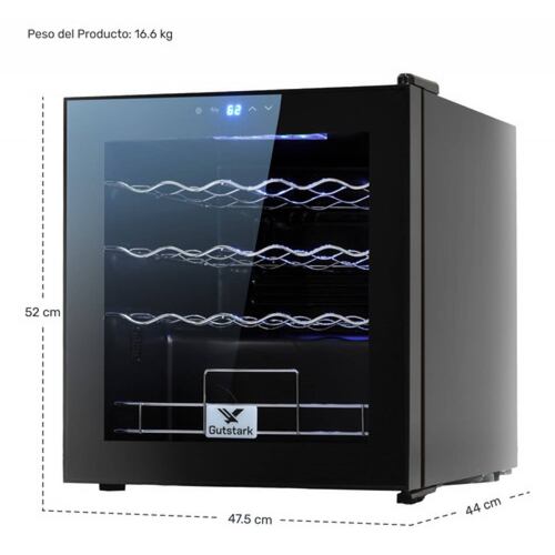 Cava Vinos Enfriador 19 Botellas Moderno Pantalla 60 Lts Negro