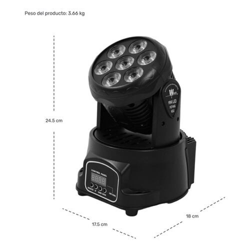 Cabeza Movil Wash Luces Robotica 7 Luces Led Rgbw Dj Disco.