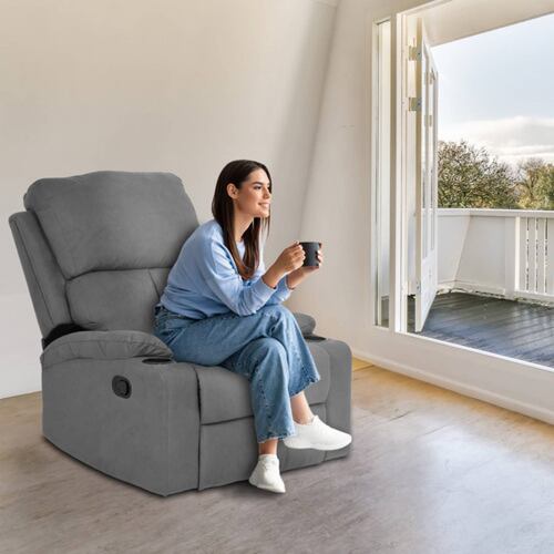 Sillón Reclinable Reposet Moderno Minimalista Sala Gris