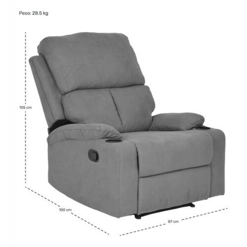 Sillón Reclinable Reposet Moderno Minimalista Sala Gris