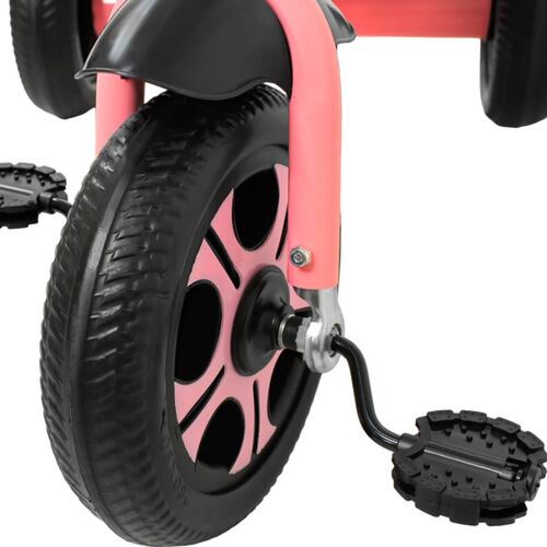 Triciclo Infantil Niños 2 En 1 Barra Empuje Cajuela Canasta Rosa