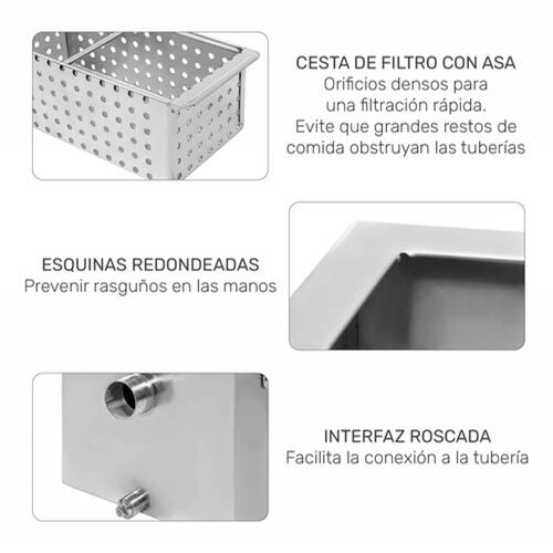 Trampa Grasa Industrial Restaurantes Acero Inoxidable 40kg