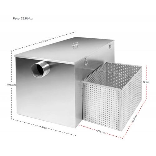Trampa Grasa Industrial Restaurantes Acero Inoxidable 36kg