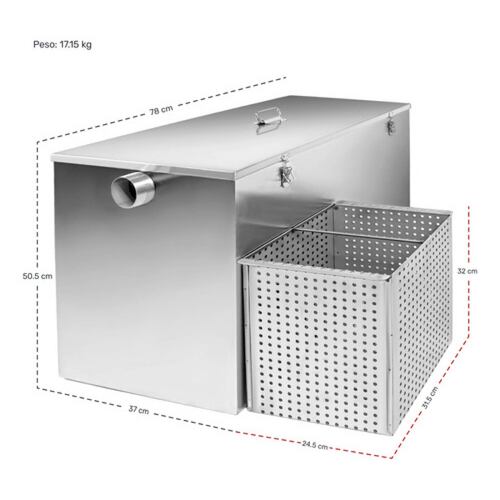Trampa Grasa Industrial Restaurantes Acero Inoxidable 27kg