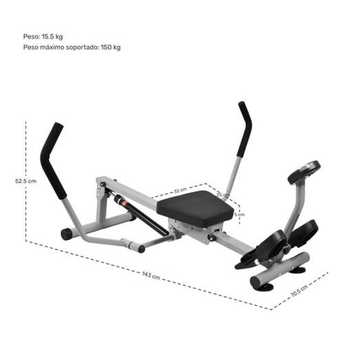 Maquina Remadora Ejercitador 12 Niveles Resistencia Gym 