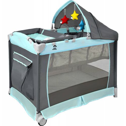 Cuna Corral Bebes Plegable Cambiador Removible Ruedas Juegos Azul